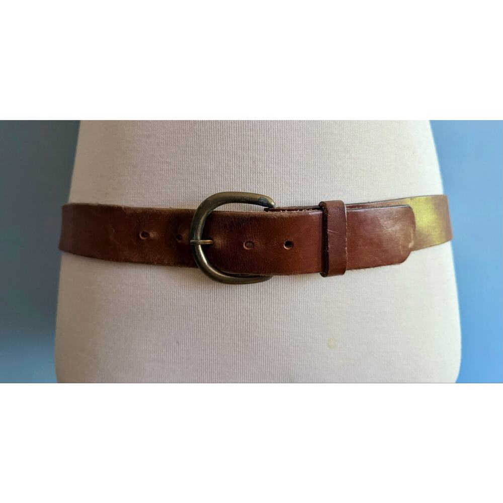Oil Harness Distressed Brown Leather Belt w/Horseshoe Buckle Mens sz 38